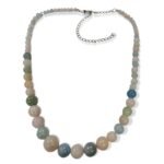 Pearlz Ocean Multi Beryl Beaded Necklace for Women – 16"-17" Pastel Natural Stone Jewelry in 925 Sterling Silver, Soothing & Elegant Design