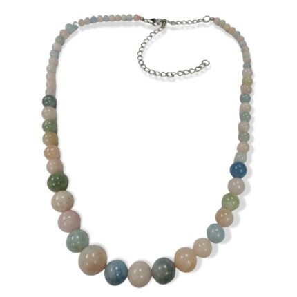 Pearlz Ocean Multi Beryl Beaded Necklace for Women – 16"-17" Pastel Natural Stone Jewelry in 925 Sterling Silver, Soothing & Elegant Design