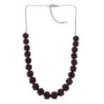 Pearlz Ocean Rhodolite Garnet Necklace for Women – 23" (20" + 3" Extension) – Natural Gemstone Flower Ball Beads – 925 Sterling Silver – Elegant Gift