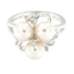 Pearlz Ocean Ladies White Freshwater Pearl & Topaz Ring – Natural Gemstones in 925 Sterling Silver – Elegant, Hypoallergenic Gift Design - Image 2