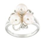 Pearlz Ocean Ladies White Freshwater Pearl & Topaz Ring – Natural Gemstones in 925 Sterling Silver – Elegant, Hypoallergenic Gift Design