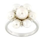 Pearlz Ocean Women’s Natural Pearl Flower Ring – 7-8mm Freshwater Pearl Cluster – 925 Sterling Silver, Rhodium-Plated High Polish – Elegant Daily Wear & Gift Jewelry - Image 3