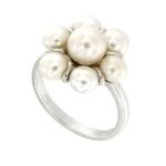 Pearlz Ocean Women’s Natural Pearl Flower Ring – 7-8mm Freshwater Pearl Cluster – 925 Sterling Silver, Rhodium-Plated High Polish – Elegant Daily Wear & Gift Jewelry - Image 4