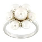 Pearlz Ocean Women’s Natural Pearl Flower Ring – 7-8mm Freshwater Pearl Cluster – 925 Sterling Silver, Rhodium-Plated High Polish – Elegant Daily Wear & Gift Jewelry - Image 5