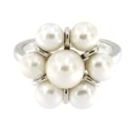 Pearlz Ocean Women’s Natural Pearl Flower Ring – 7-8mm Freshwater Pearl Cluster – 925 Sterling Silver, Rhodium-Plated High Polish – Elegant Daily Wear & Gift Jewelry - Image 2