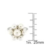 Pearlz Ocean Women’s Natural Pearl Flower Ring – 7-8mm Freshwater Pearl Cluster – 925 Sterling Silver, Rhodium-Plated High Polish – Elegant Daily Wear & Gift Jewelry - Image 6