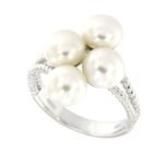 Pearlz Ocean Ladies Natural White Freshwater Pearl Split Band Engagement Ring – 925 Sterling Silver – Hypoallergenic Bridal Jewelry – Elegant Style. - Image 2