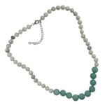 Pearlz Ocean Howlite & Russian Amazonite Knotted Necklace for Women – 24" (21" + 3" Extension) – Natural Gemstones – 925 Sterling Silver – Stress Relief & Healing Energy - Image 2