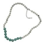 Pearlz Ocean Howlite & Russian Amazonite Knotted Necklace for Women – 24" (21" + 3" Extension) – Natural Gemstones – 925 Sterling Silver – Stress Relief & Healing Energy - Image 3