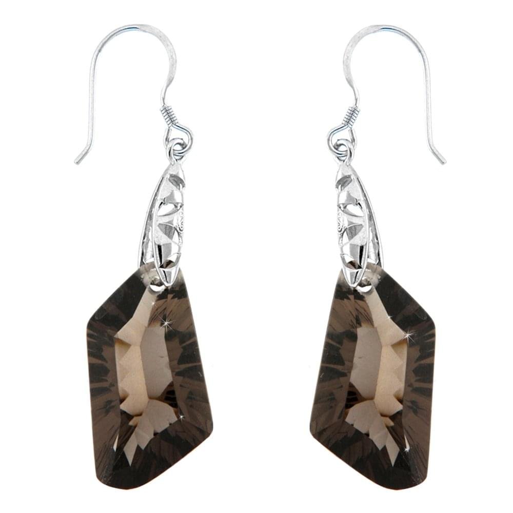 Pearlz Ocean Sterling Silver Smoky Quartz EarRings