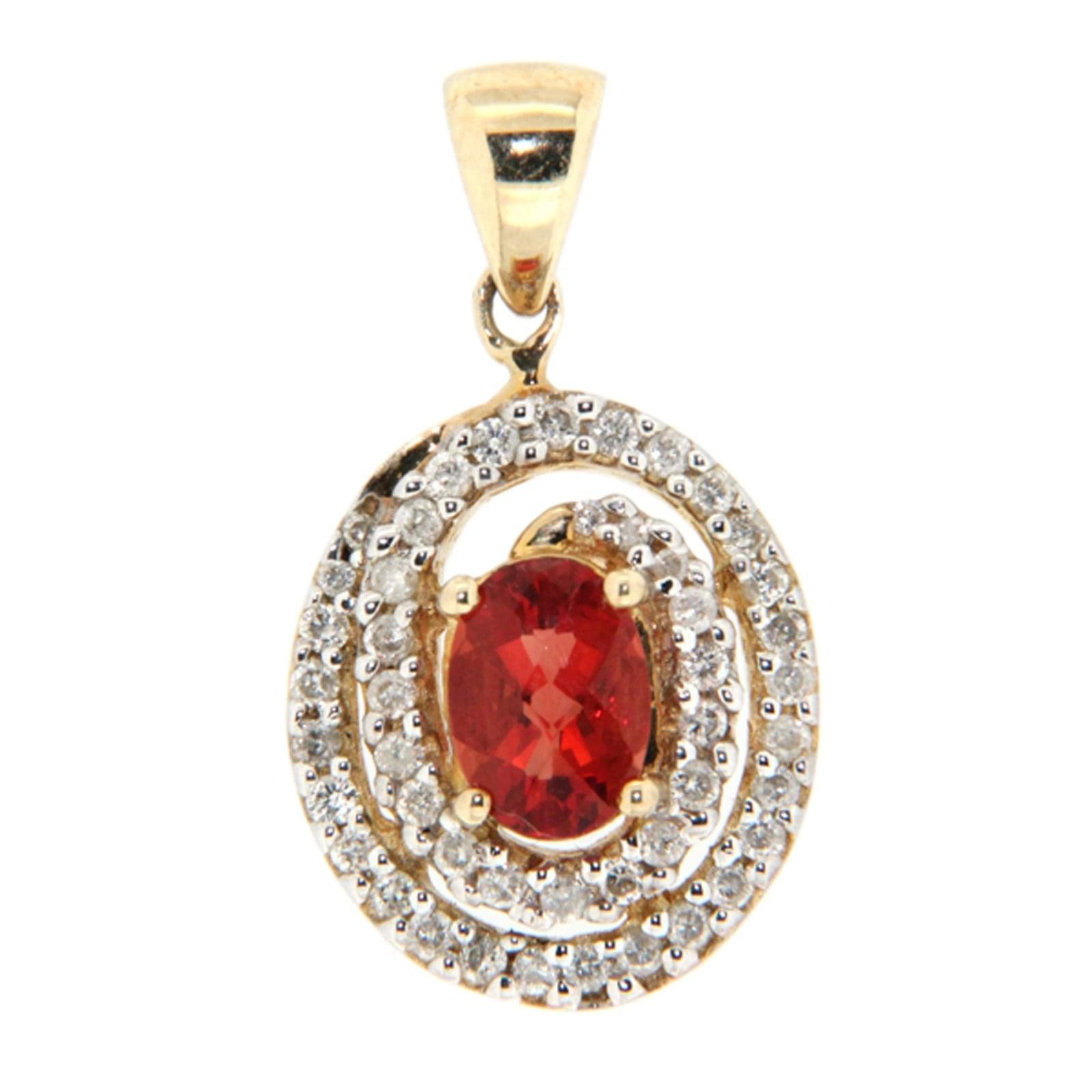 GGL Red Labradorite and Diamond 10k Gold Pendant 1 GGL Red Labradorite and Diamond 10k Gold Pendant