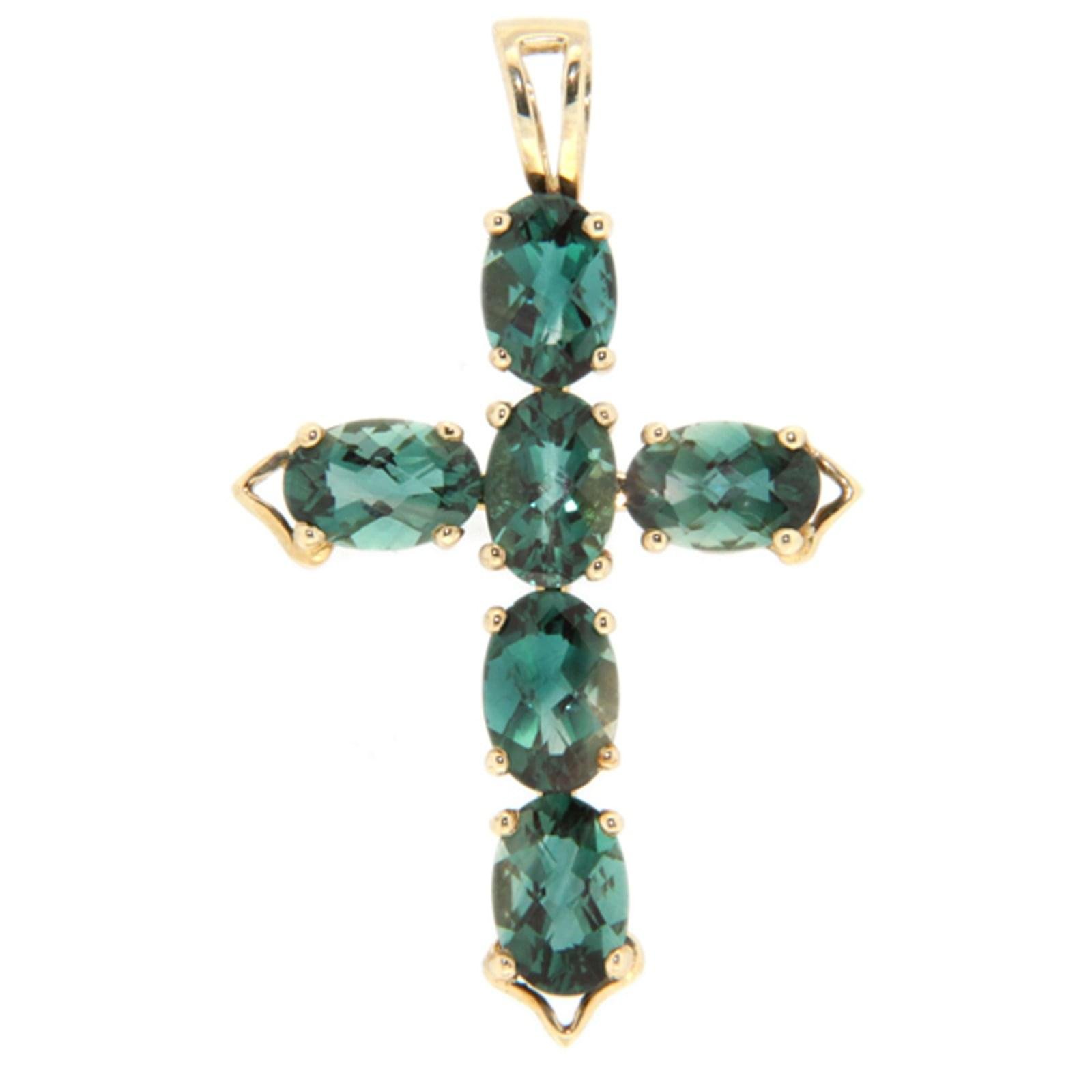 GGL Green Andesine Labradorite 10k Gold Pendant