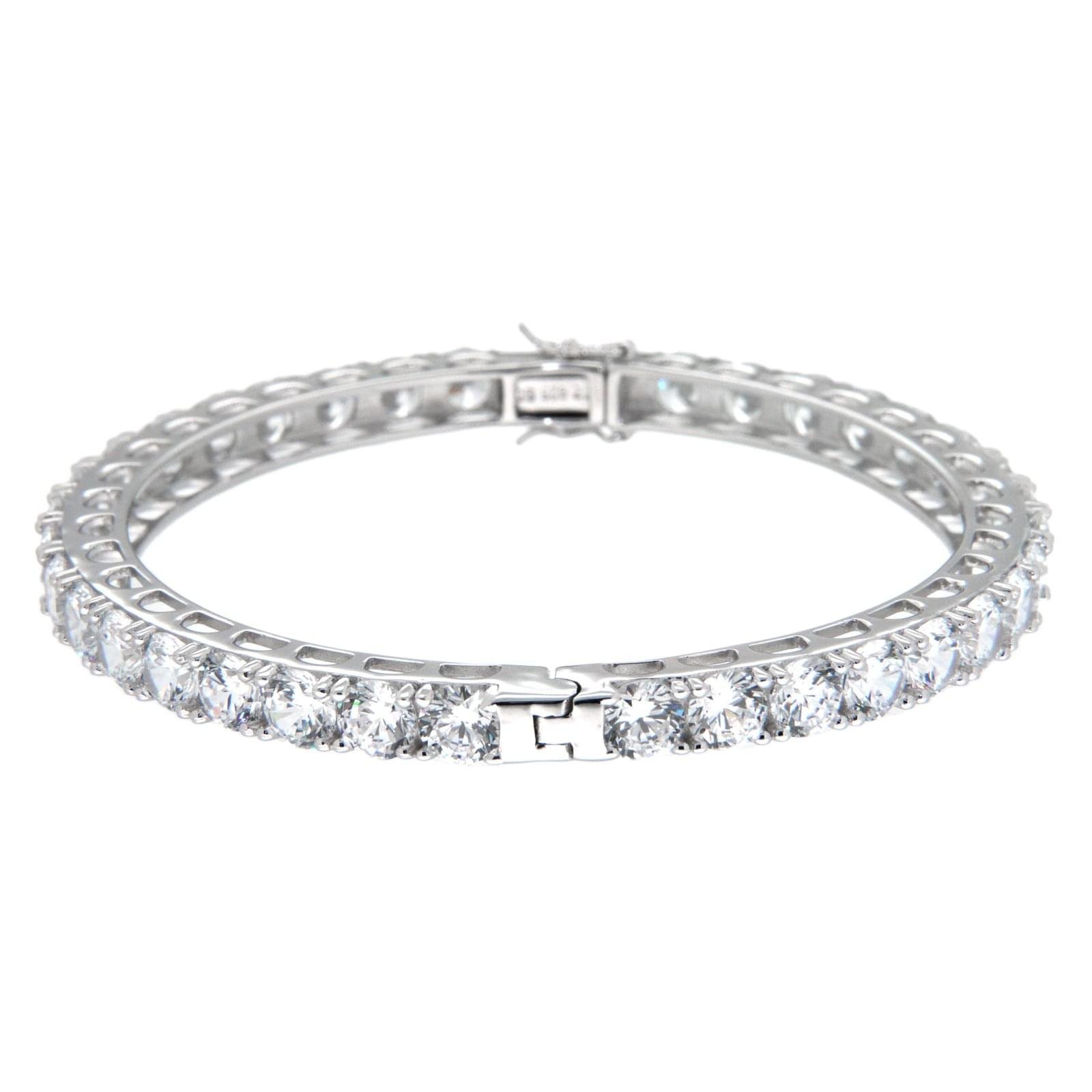GGL Sterling Silver White Zircon Hinged Bangle