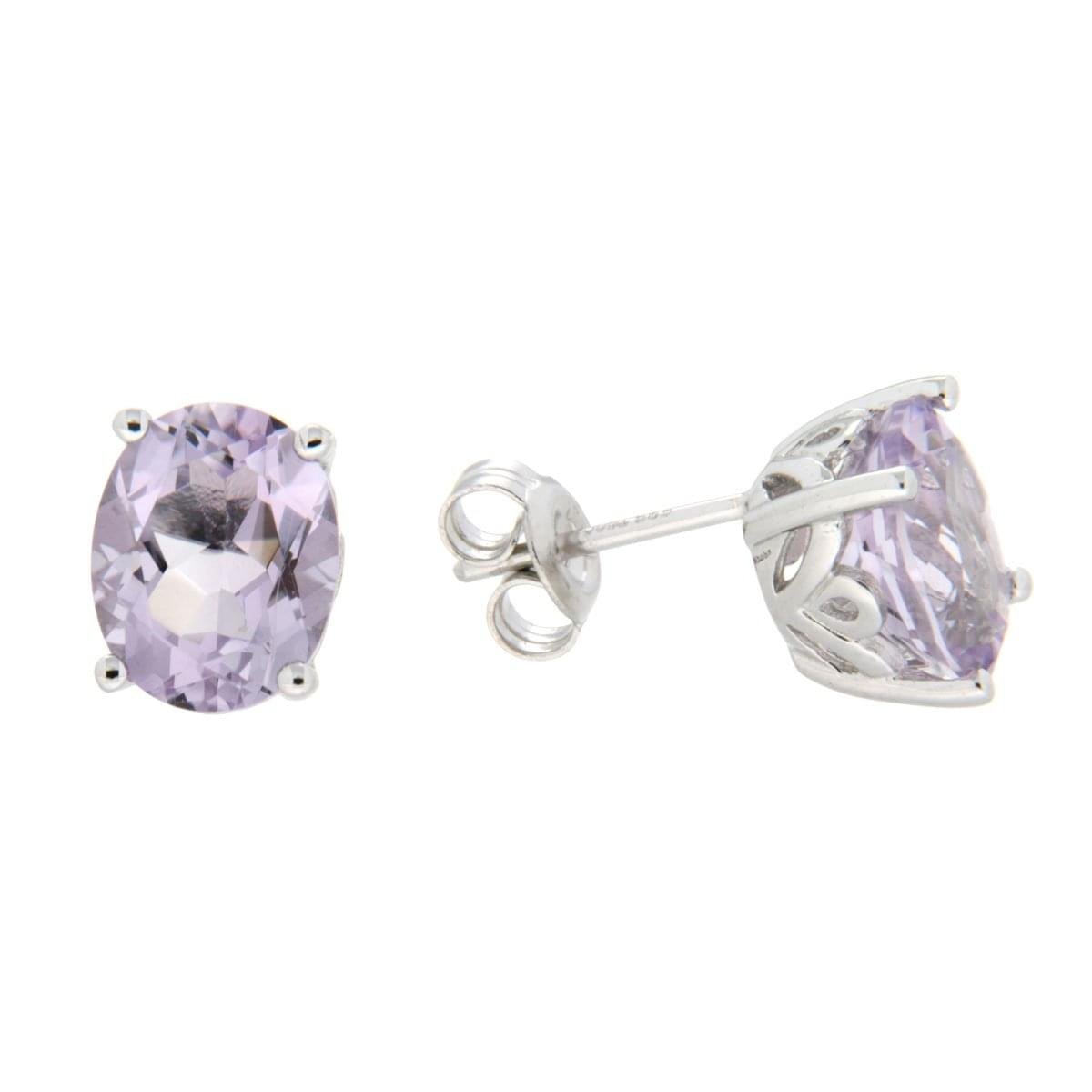 GGL Sterling Silver Rose de France Amethyst EarRings