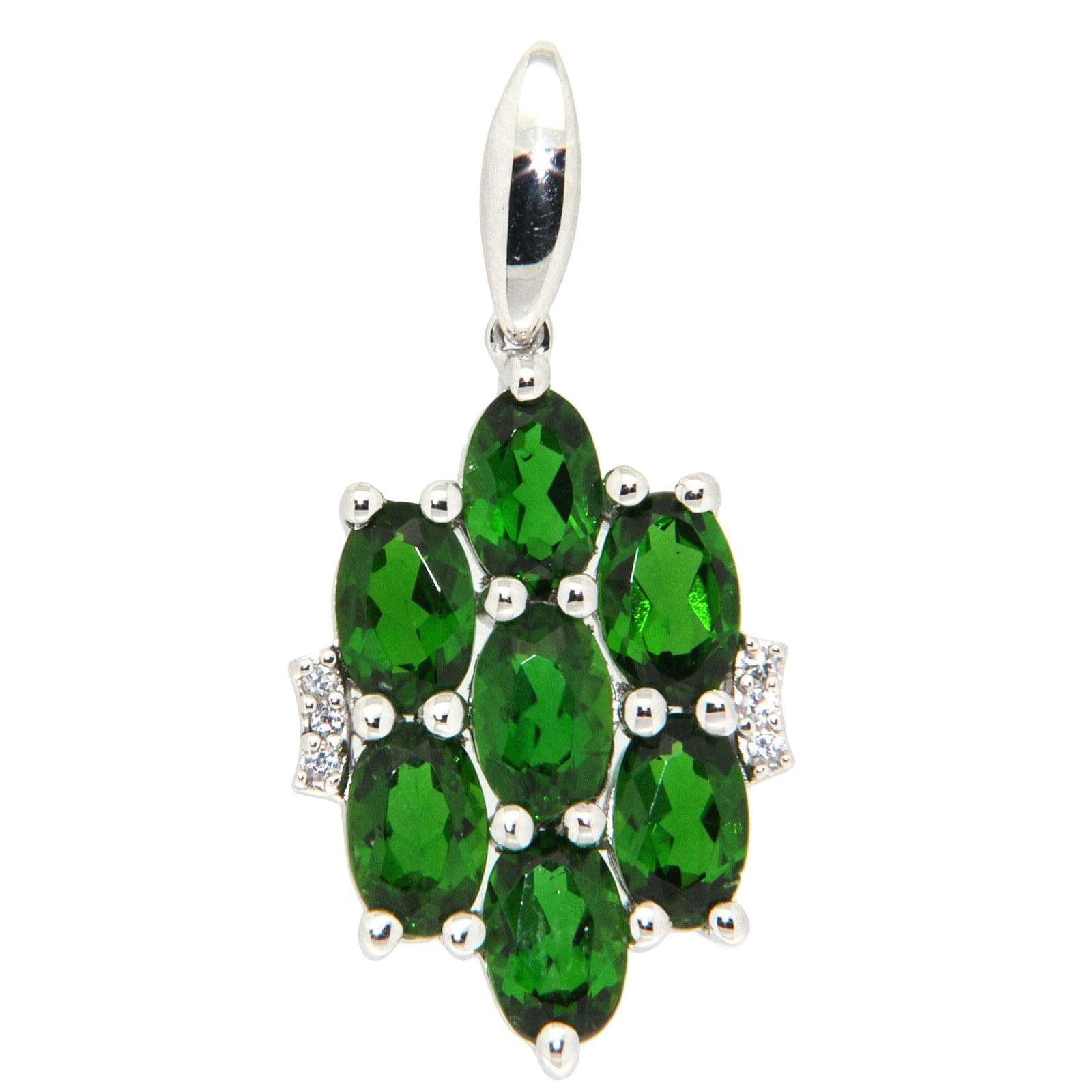 GGL Sterling Silver Chrome Diopside Pendant