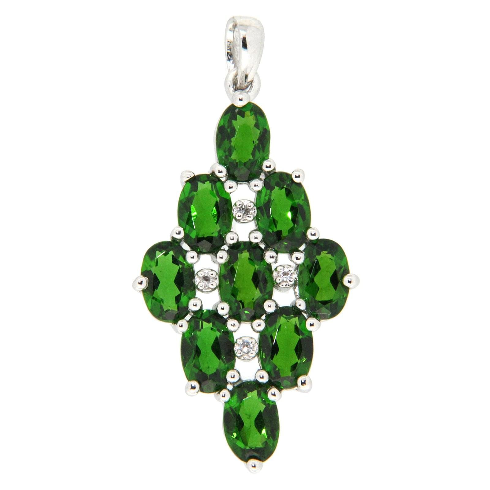 GGL Sterling Silver Chrome Diopside Pendant