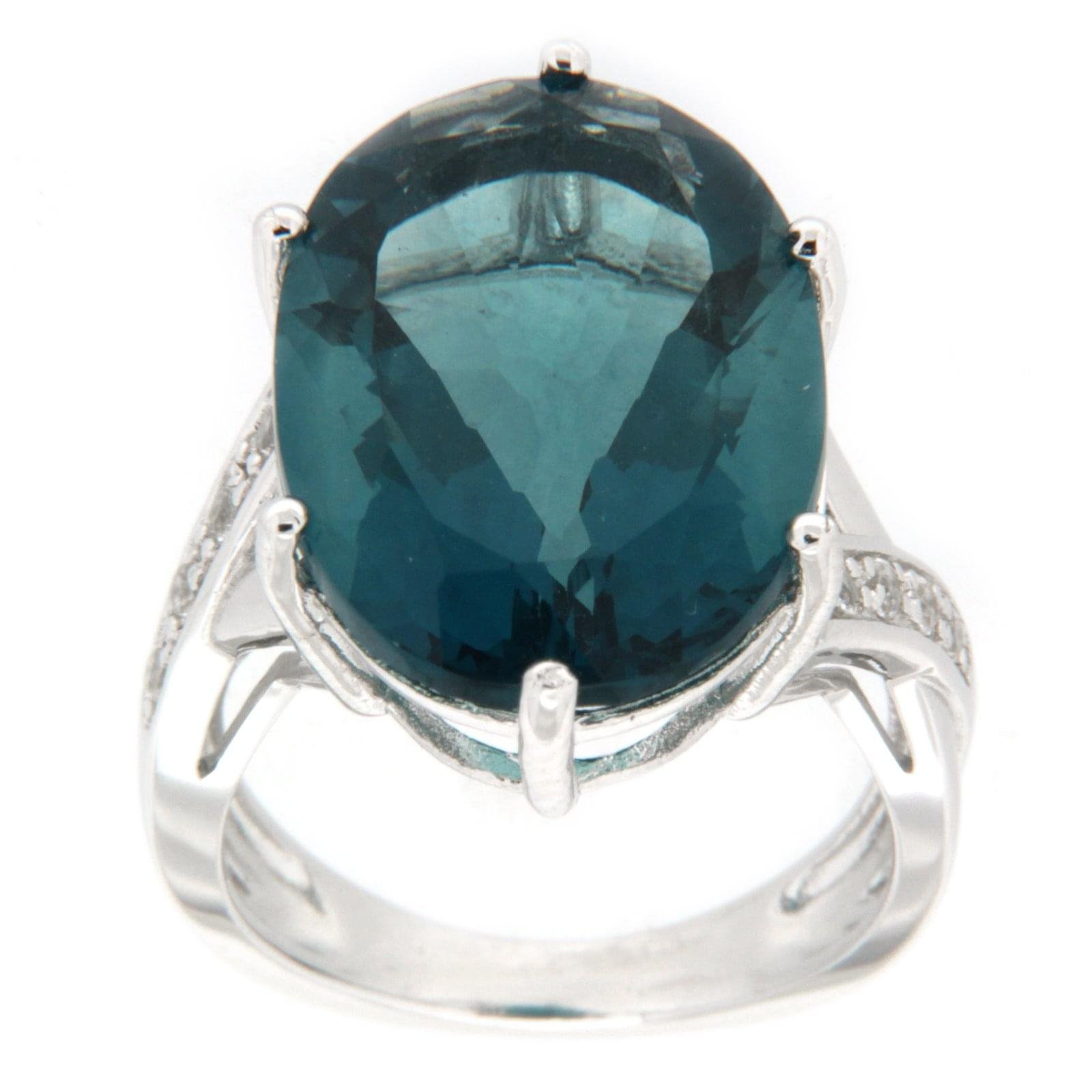 GGL Sterling Silver Teal Green Fluorite Ring